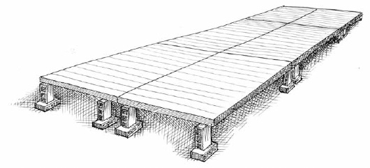 The wooden seedling tables we use are placed on concrete blocks. These are easy to build and move. To make the best use of the available space in our greenhouse, we have some tables that measure 4' × 8' and others that measure 2' × 8'.