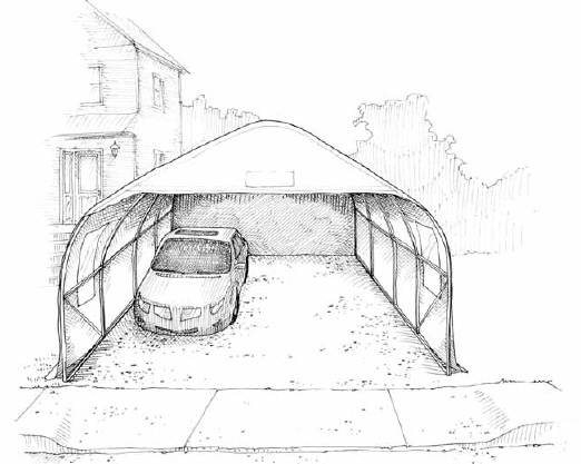 Car shelters are easy to find anywhere in Quebec. You can easily attach them together to make an affordable hoophouse.